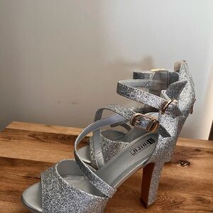 Dune London Sparkling Silver Strappy Heels